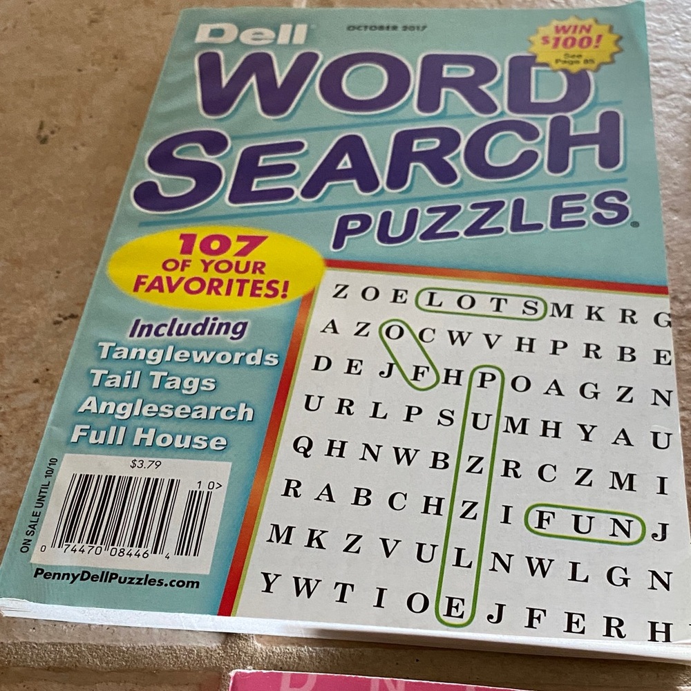 Dell Word Search Puzzles Book with Blue and Green Accents